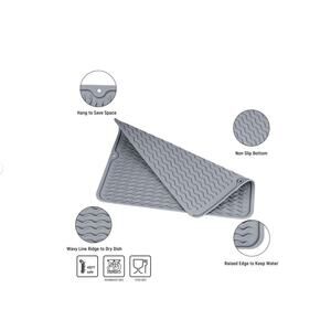 Silicone Dish Drying Mat Gray Heat Resistant Kitchen Counter Mat BPA Free